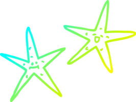 cold gradient line drawing of a cartoon star fish png