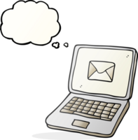 drawn thought bubble cartoon laptop computer with message symbol on screen png