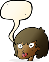 cartoon happy female face with speech bubble png