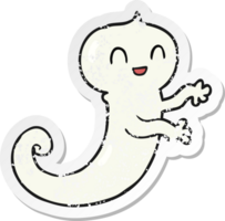 pegatina retro angustiada de un fantasma de dibujos animados png