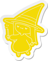 cartoon sticker of a cute kawaii witch girl png