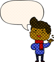 cartoon man laughing with speech bubble in comic book style png