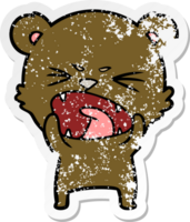 pegatina angustiada de un oso de dibujos animados enojado png