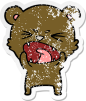 distressed sticker of a angry cartoon bear png