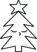 line drawing cartoon of a christmas tree png