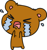 drawn cartoon of a cute crying bear png