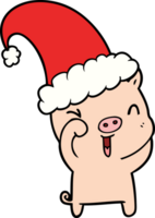 happy cartoon christmas pig png