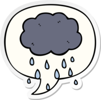 cartoon cloud raining with speech bubble sticker png