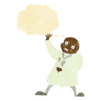 cartoon mad scientist with thought bubble png