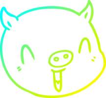 cold gradient line drawing of a cartoon pig face png