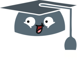 flat color retro cartoon of a graduation hat png