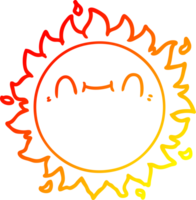 warm Gradient Linie Zeichnung von ein glücklich Karikatur Sonne png