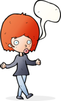 Cartoon verwirrte Frau mit Sprechblase png