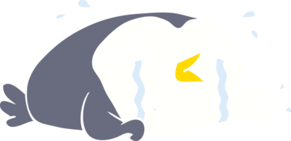 pingüino llorando de dibujos animados de estilo de color plano png