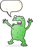 Cartoon verängstigter Frosch mit Sprechblase png