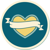 sticker of tattoo in traditional style of a heart and banner png