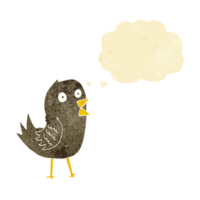 pájaro de tweet de dibujos animados con burbuja de pensamiento png
