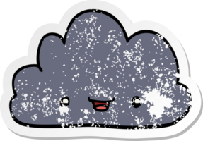 distressed sticker of a cartoon tiny happy cloud png