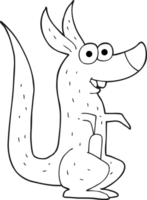 drawn black and white cartoon kangaroo png