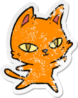 vinheta angustiada de um gato de desenho animado olhando png