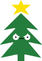 flat color retro cartoon of a christmas tree png