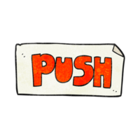 textured cartoon push door sign png