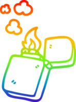 regenboog helling lijn tekening van een tekenfilm goud aansteker png