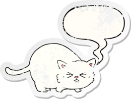 cartoon angry cat with speech bubble distressed distressed old sticker png