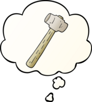 cartoon sledgehammer with thought bubble in smooth gradient style png