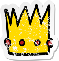 distressed sticker of a cartoon crown png