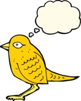 pájaro de jardín de dibujos animados con burbuja de pensamiento png