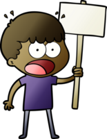 cartoon shocked man with placard png