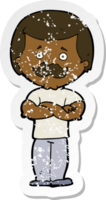 retro distressed sticker of a cartoon manly mustache man png