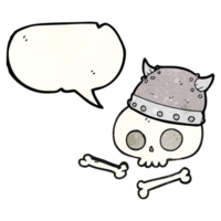 habla burbuja texturizado dibujos animados vikingo casco en cráneo png