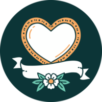 iconisch tatoeëren stijl beeld van een hart en banier png