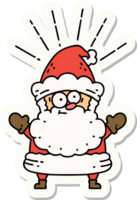 sticker van een tatoeëren stijl de kerstman claus Kerstmis karakter png