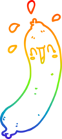 rainbow gradient line drawing of a happy cartoon sausage png