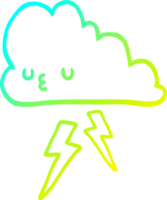 cold gradient line drawing of a cartoon storm cloud png