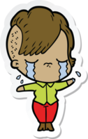 sticker of a cartoon crying girl png