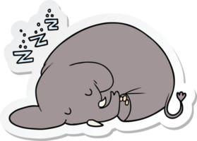 sticker van een tekenfilm slapen olifant png