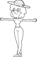 drawn black and white cartoon woman spreading arms png