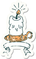 worn old sticker of a tattoo style spooky melting candle png