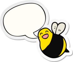 dessin animé abeille avec discours bulle autocollant png