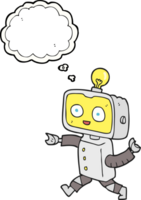 dibujado pensamiento burbuja dibujos animados pequeño robot png