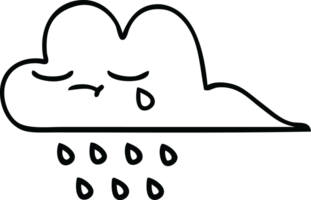linje teckning tecknad serie av en regn moln png
