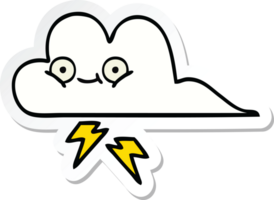 sticker of a cute cartoon thunder cloud png