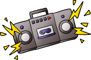 retro cartoon tape cassette player blasting out old rock tunes png