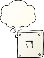 cartoon light switch with thought bubble in smooth gradient style png