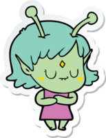 pegatina de una chica alienígena de dibujos animados png