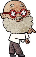 Cartoon neugieriger Mann mit Bart und Brille png